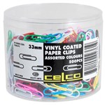 CELCO PAPER CLIPS COLOURED 33MM PACK 500