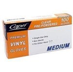 GLOVES POWDERED CAPRI DISPOSABLE VINYL MEDIUM CLEAR