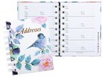 CUMBERLAND FLORAL BIRD ADDRESS BOOK SPIRAL 72 LEAF 190 X 130MM