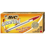 BIC 10221 CRISTAL BALLPOINT PENS MEDIUM RED 