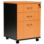 YS DESIGN OXLEY MOBILE PEDESTAL 3 DRAWER BEECH IRONSTONE