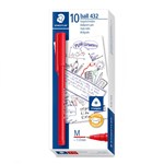 STAEDTLER 4320 TRIANGULAR BALLPOINT STICK PEN MEDIUM RED BOX 10
