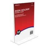 DEFLECTO 47801 SIGN AND DOCUMENT HOLDER PORTRAIT DOUBLE SIDED A4 CLEAR