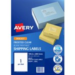 AVERY 936008 J8167 SHIPPING LABEL FROSTED INKJET 1UP CLEAR PACK 25
