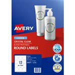 AVERY 980022 L7114 BLANK PRINTABLE LABELS ROUND LASER 12UP CRYSTAL CLEAR PACK 10