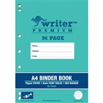 WRITER PREMIUM BINDER BOOK FEINT RULED 8MM 70GSM 96 PAGE A4 TRUMPET