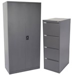OFFICE NATIONAL FILING STATIONERY CABINET COMBO GRAPHITE RIPPLE