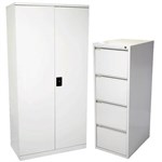 OFFICE NATIONAL FILING STATIONERY CABINET COMBO SILVER GREY