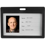REXEL ID CARD HOLDER LANDSCAPE BLACK PACK 6