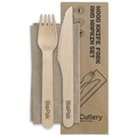 BIOPAK WOODEN CUTLERY SET 160MM EACH OR PACK 100