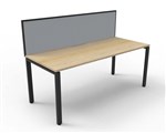 RAPID INFINITY DELUXE 1 PERSON PROFILE LEG SINGLE SIDED WORKSTATION 1800 X 750 X 730MM GREY SCREEN  NATURAL OAK TOP  BLACK FRAME