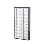 STEELCO PHONE LOCKER 60 DOOR 900 X 225 X 1810MM GRAPHITE RIPPLIE CARCASS AND WHITE SATIN DOORS