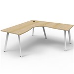 RAPIDLINE ETERNITY CORNER WORKSTATION 1 PERSON 1800 X 1800MM NATURAL OAK  WHITE SATIN