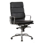 STYLE FLASH EXECUTIVE BLACK ITALIAN LEATHER HIGH BACK CHAIR 120KG