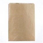 SMALL FLAT 24 BROWN KRAFT PAPER BAG 187 X 150MM WIDE 40GSM PACK 500