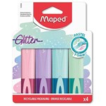 MAPED FLUO PEPS HIGHLIGHTERS GLITTER PASTEL PACK 4
