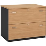 OM LATERAL FILING CABINET 2 DRAWERS 900 X 600 X 720MM BEECHCHARCOAL