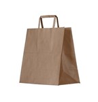 HUHTAMAKI FUTURE FRIENDLY PAPER BAG FLAT HANDLE 305L X 220W X 90G BROWN 80GSM PACK 50