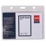 DELI NAME BADGE LANDSCAPE 115 X 93MM CLEAR PACK 10