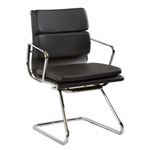STYLE FLASH EXECUTIVE BLACK ITALIAN LEATHER VISITORS CHAIR 120KG
