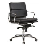 STYLE FLASH EXECUTIVE BLACK ITALIAN LEATHER LOW BACK CHAIR 120KG