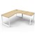 RAPID INFINITY DELUXE 1 PERSON LOOP LEG SINGLE SIDED CORNER WORKSTATION 1500 X 1500MM NATURAL OAK TOP  WHITE FRAME
